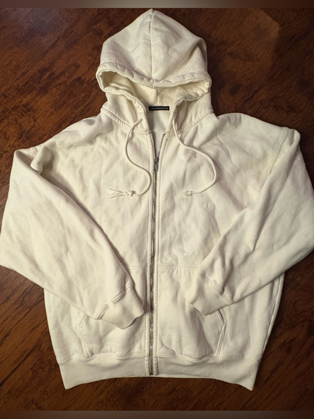 Brandy Melville Cream Zip-up Sweatshirt - Soft Cotton Blend